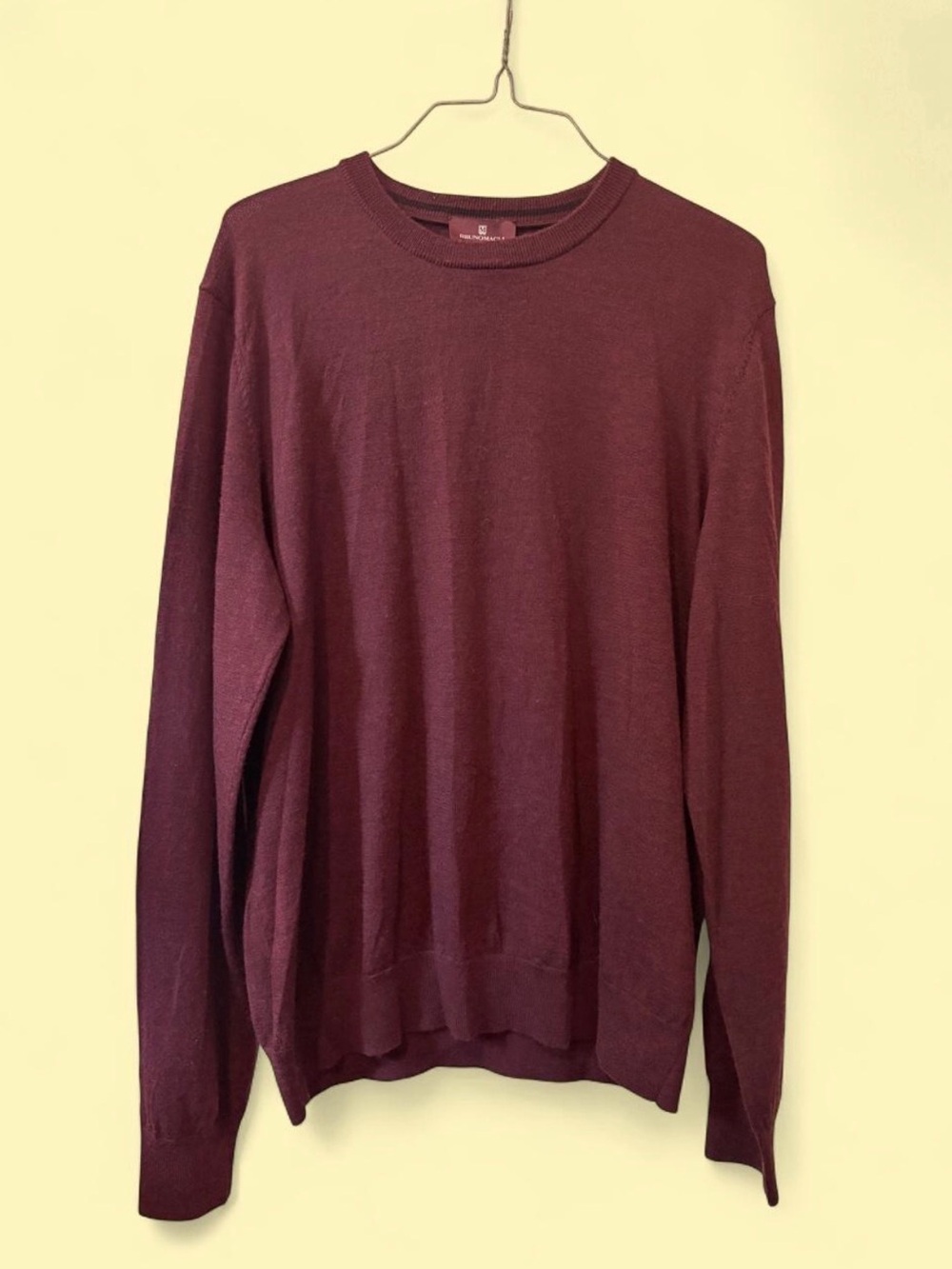 Bruno Magli Men's Crewneck Wool Sweater in Burgundy -  Classic Lightweight Knit
